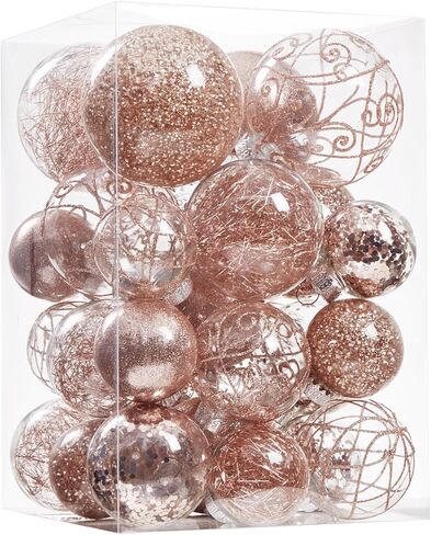 Wironlst Christmas Ball Ornaments Shatterproof Clear Large Plastic Hanging Ball Decorative Baubles Set with Stuffed Delicate Decorations (Multi-Size, Red) in Kuwait