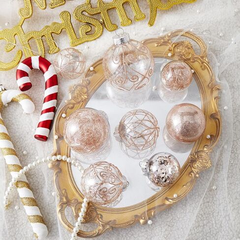 Wironlst Christmas Ball Ornaments Shatterproof Clear Large Plastic Hanging Ball Decorative Baubles Set with Stuffed Delicate Decorations (Multi-Size, Red) in Kuwait