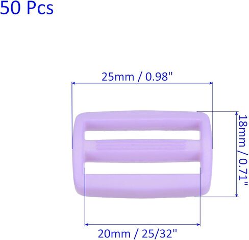 50 Pack Tri-Glide Slide - Plastic Adjustable Slide Buckles Webbing Fastener, Apply to Purse Belt Strap Hardware (1 Inches, Pink) in Kuwait