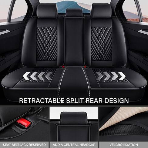 Car Seat Cover for Hyundai Elantra 1999-2024,Premium Nappa Leather Waterproof Anti-Slip Sports Seat Cover,Airbag Compatible Easy to Install Seat Protector Full Set(Black) in Saudi Arabia