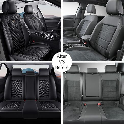 Car Seat Cover for Hyundai Elantra 1999-2024,Premium Nappa Leather Waterproof Anti-Slip Sports Seat Cover,Airbag Compatible Easy to Install Seat Protector Full Set(Black) in Saudi Arabia
