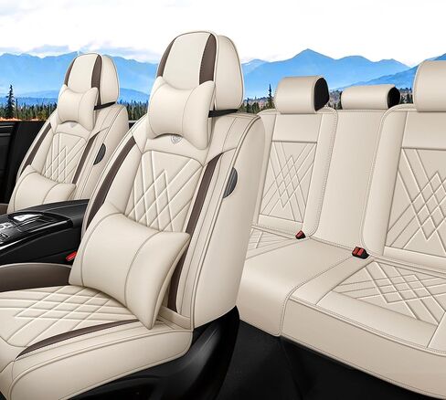 Seat Covers Full Set Custom Fit for Lexus RX 350h 2010-2026,Luxury 5 Seats Full Coverage Waterproof Leather Seat Cover for Car, Non-Slip Car Seat Cushion(Beige Brown) in Saudi Arabia