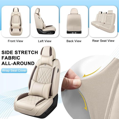 Seat Covers Full Set Custom Fit for Lexus RX 350h 2010-2026,Luxury 5 Seats Full Coverage Waterproof Leather Seat Cover for Car, Non-Slip Car Seat Cushion(Beige Brown) in Saudi Arabia