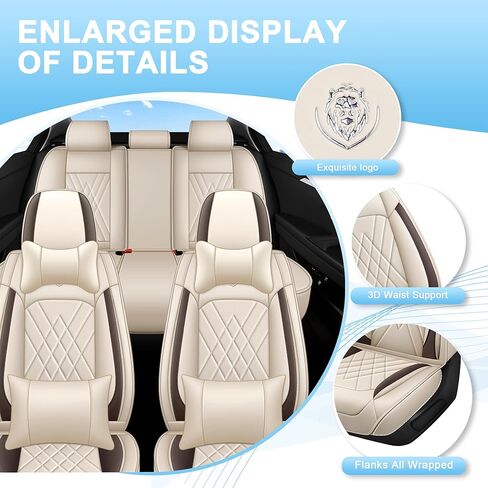 Seat Covers Full Set Custom Fit for Lexus RX 350h 2010-2026,Luxury 5 Seats Full Coverage Waterproof Leather Seat Cover for Car, Non-Slip Car Seat Cushion(Beige Brown) in Saudi Arabia