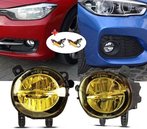 Fog Lights for BMW (F30 F32 F33 F36, 230i 320i 328d 328i 330e 330i 335i 340i 428i 430i 435i 440i, 2 3 4 Series), 2012-2020, LED Fog Lamps Replacement, 1 Pair, LED Bulbs (Yellow Lens) in Kuwait