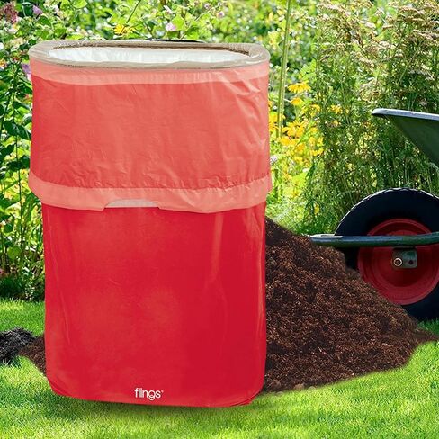 Amscan Apple Red Flings Pop-Up Trash Bin, 22 x 15 x 10/13 Gallon in Saudi Arabia