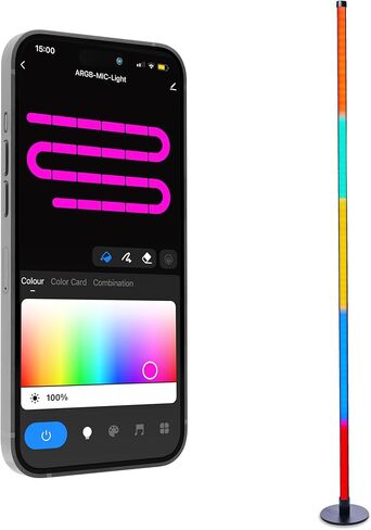 مصباح أرضي ذكي Lytup™ RGB، التحكم في Alexa والتطبيق، واي فاي 2.4 جيجا هرتز، التحكم الصوتي LED مع تغيير اللون، مزامنة الموسيقى، عكس الضوء، جهاز التحكم عن بعد، الاستخدام الداخلي، سطوع قابل للتعديل، متوافق مع iOS/Android in Kuwait