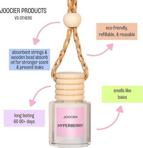 Hyperberry Hanging Car Air Freshener and Essential Oil Diffuser - Automobile Aromatherapy Diffuser Bulgarian Rose, Black Currant Baies Inspired in Saudi Arabia