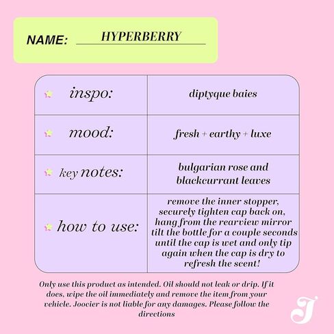 Hyperberry Hanging Car Air Freshener and Essential Oil Diffuser - Automobile Aromatherapy Diffuser Bulgarian Rose, Black Currant Baies Inspired in Saudi Arabia