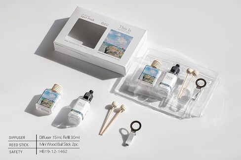 هذا عبارة عن معطر هواء بمشبك تنفيس السيارة وزيت ناشر عصا خشبية + مجموعة إعادة التعبئة مع المطبوعات الشهيرة لفنسنت فان جوخ وكلود مونيه ليمون الأوكالبتوس in Saudi Arabia