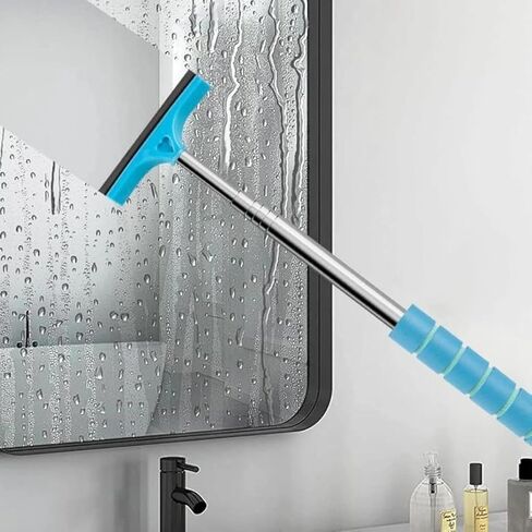 1pc Stainless Steel Telescopic Wiper Blade for Car Rearview Mirrors, Window Defogging, Water Wiping, and Car Wiper Cleaning.(Blue) in Saudi Arabia