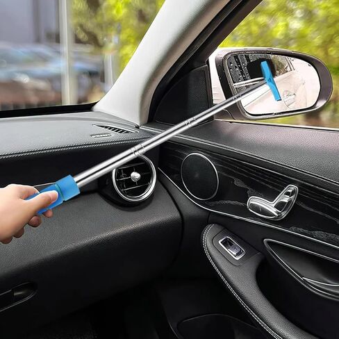 1pc Stainless Steel Telescopic Wiper Blade for Car Rearview Mirrors, Window Defogging, Water Wiping, and Car Wiper Cleaning.(Blue) in Saudi Arabia