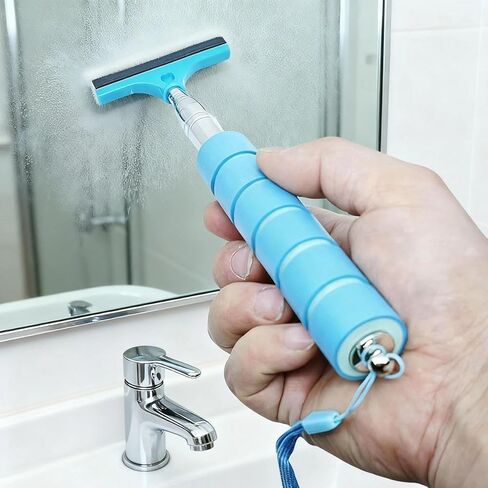 1pc Stainless Steel Telescopic Wiper Blade for Car Rearview Mirrors, Window Defogging, Water Wiping, and Car Wiper Cleaning.(Blue) in Saudi Arabia
