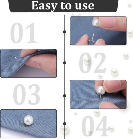 50 Sets Pearl Buttons Pins for Clothes, Ymapinc No Sew Buttons for Clothes, Crafts Brooch Pins, Reusable Button Covers for Blouses, Bustle Clips for Wedding Dresses in Kuwait