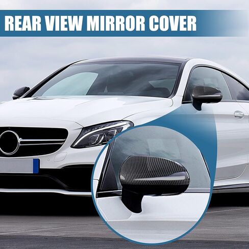 X AUTOHAUX 1 Pair Rear View Mirror Housing Door Wing Mirror Covering Cap Overlay Carbon Fiber Pattern for Mercedes Benz AMG 2015-2019 in Saudi Arabia