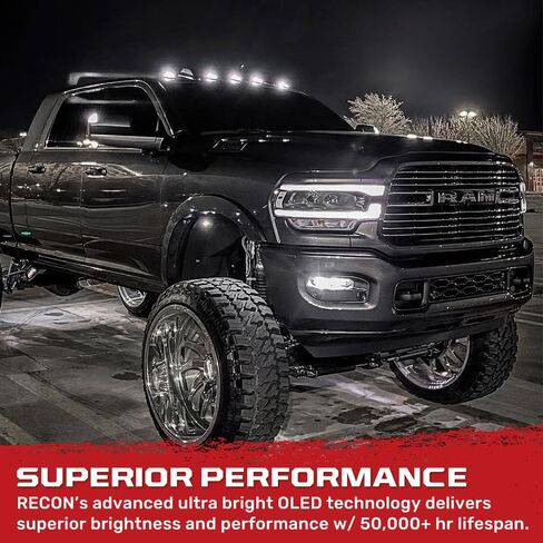 RECON - Fits 03-18 RAM 2500/3500 Premium 5-PC Ultra Bright LED Cab Roof Light Kit High Power RGB Multi-Colored w/Mobile App - Smoked or Clear Lens (SMOKED LENS) in Saudi Arabia
