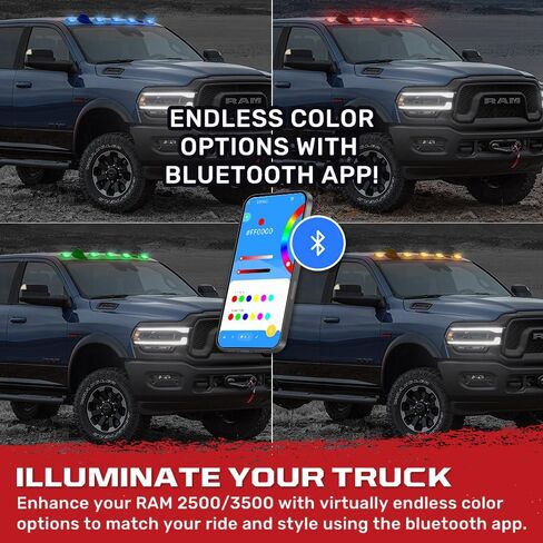 RECON - Fits 03-18 RAM 2500/3500 Premium 5-PC Ultra Bright LED Cab Roof Light Kit High Power RGB Multi-Colored w/Mobile App - Smoked or Clear Lens (SMOKED LENS) in Saudi Arabia