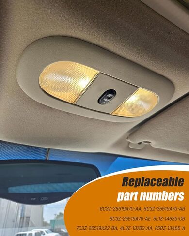 وحدة تحكم علوية أمامية LED مع ضوء خريطة قبة ومفتاح فتحة سقف مناسب لسيارة Ford F250 F350 F450 F550 Super Duty 2008-2010 استبدال ضوء القراءة الداخلي للسقف 8C3Z-25519A70-AB، بيج in Saudi Arabia