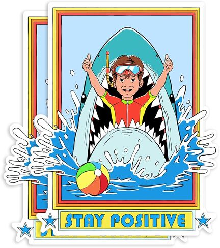 ملصقات Stay Positive (3 عبوات) - ملصقات فينيل مرحة لاصقة قوية مقاومة للماء ولا تبهت - تستخدم للسيارة والكمبيوتر المحمول وزجاجة المياه والأكواب والدفتر in Kuwait