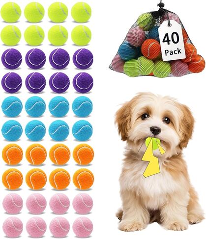 Magicorange Tennis Balls, 12 Pack Tennis Balls for Dogs, Pet Dog Playing Balls, Come with Mesh Bag for Easy Transport, Colorful Easy Catching Pet Dog Balls (Blue Pink, 2.5 inch) in Kuwait