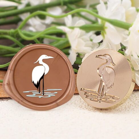 Heron Wax Seal Stamp Copper Vintage Detachable Sealing Stamp Brass and A Wood Handle Pattern Stamps Head Letter Invitation Card Wedding Gift Package Holidays in Saudi Arabia