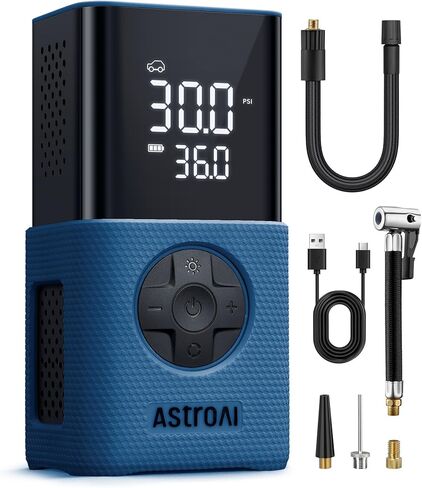 AstroAI L7 Tire Inflator Portable Air Compressor Cordless Bike Pump with Digital Dual Values Display, 150 PSI Car Tires Pump with LED Lights Air Pump for Cars, Motorcycles, Bikes, Balls in Kuwait