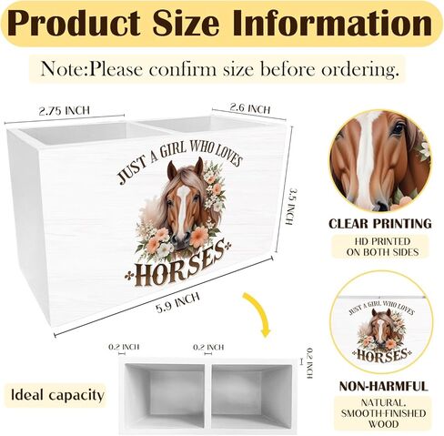 Rustic Floral Horse Pen Holder for Desk, Gifts for Horse Lovers Pencil Organizer, Just a Girl Who Loves Horses Wooden Box Sign Desk Decor for Home Office Decoration in Saudi Arabia