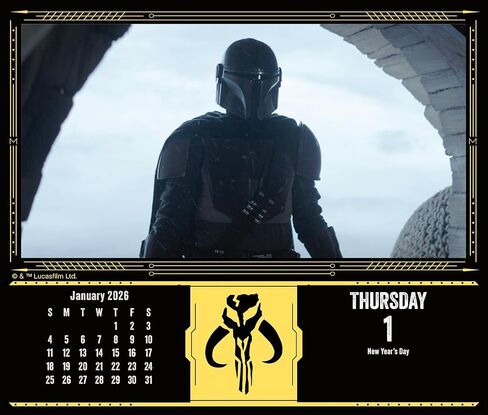 تقويم Star Wars Mandalorian 2026، حزمة إصدار الصندوق - تقويم فاخر 2026 Baby Yoda Grogu من يوم إلى يوم مع أكثر من 100 ملصق تذكير (هدايا Mandalorian، لوازم مكتبية) in Saudi Arabia