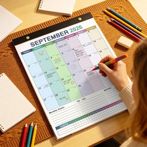 تقويم مكتب 2026-2027، تقويم 18 شهرًا من يناير 2026 إلى يونيو 2027، تقويم شهري لسطح المكتب/الجدار مقاس 11 بوصة × 14 بوصة مع واقيات الزوايا، ومساحة واسعة ومتتبع للعادة لمكتب المدرسة المنزلية in Saudi Arabia