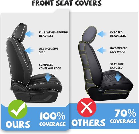 ILMO Nappa Leather Car Seat Covers Fit for Toyota Tundra 2007-2026– Waterproof & Scratch-Resistant Seat Cover - Full Coverage Chair Covers (Classic Black, Front Set) in Saudi Arabia