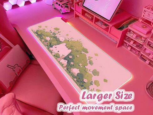 JMIYAV Pink RGB Gaming Mouse Pad 31.5x12 Inch PC XL Large Extended Glowing Led Light Up Desk Pad Non-Slip Rubber Base Computer Cute Mousepad Mat Desk Accessories Gaming Setup 590 in Saudi Arabia