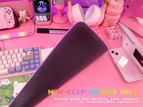 JMIYAV Pink RGB Gaming Mouse Pad 31.5x12 Inch PC XL Large Extended Glowing Led Light Up Desk Pad Non-Slip Rubber Base Computer Cute Mousepad Mat Desk Accessories Gaming Setup 590 in Saudi Arabia