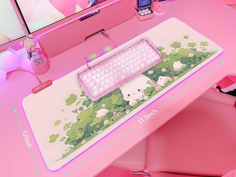 JMIYAV Pink RGB Gaming Mouse Pad 31.5x12 Inch PC XL Large Extended Glowing Led Light Up Desk Pad Non-Slip Rubber Base Computer Cute Mousepad Mat Desk Accessories Gaming Setup 590 in Saudi Arabia