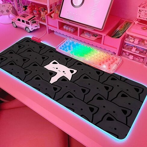 JMIYAV Pink RGB Gaming Mouse Pad 31.5x12 Inch PC XL Large Extended Glowing Led Light Up Desk Pad Non-Slip Rubber Base Computer Cute Mousepad Mat Desk Accessories Gaming Setup 590 in Saudi Arabia