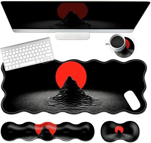 4-in-1 XXL Gaming Mouse Pad Set (31.5"x11.8") with Keyboard Wrist Rest,Mouse Wrist Support & Coaster,Non-Slip Desk Mat for Office、Home、Gaming,Bule Flower Quotes in Saudi Arabia