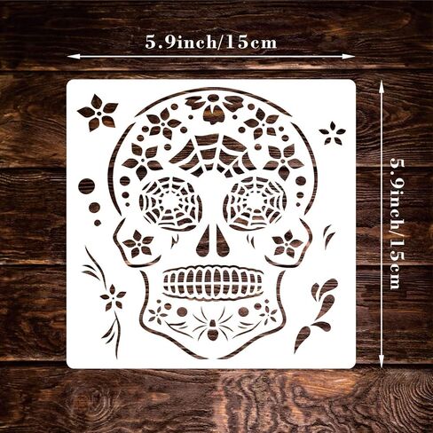 5.9x5.9 inch Halloween Skull Starry Painting Art Templates, Reusable Day of The Dead Halloween Stencil for DIY Projects, Painting, Drawing, Festival Crafts in Saudi Arabia