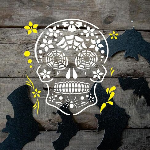 5.9x5.9 inch Halloween Skull Starry Painting Art Templates, Reusable Day of The Dead Halloween Stencil for DIY Projects, Painting, Drawing, Festival Crafts in Saudi Arabia