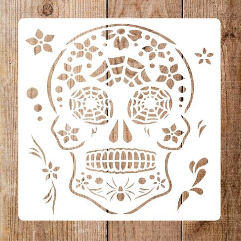5.9x5.9 inch Halloween Skull Starry Painting Art Templates, Reusable Day of The Dead Halloween Stencil for DIY Projects, Painting, Drawing, Festival Crafts in Saudi Arabia