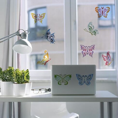 FINGERINSPIRE 9 Pcs Butterfly Painting Stencil with Brush 5.9x5.9inch Flying Butterflies Drawing Template Animals Theme DIY Decoration Stencil for Painting on Wood Wall Fabric Furniture in Saudi Arabia