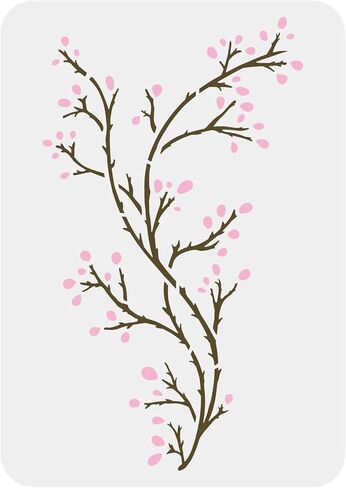 FINGERINSPIRE Branch Painting Stencils 11.7x8.3 inch Large Bare Branches & Budding Flower Drawing Stencil Plastic PET Tree Branch Stencil DIY Art Crafts for Painting on Wall Tiles Windows Fabric in Saudi Arabia