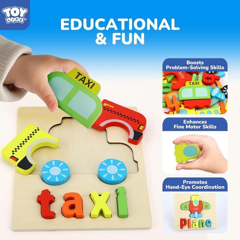 TOY Life 8 Pack Toddler Puzzles, Puzzles for Toddlers 2-4, Wooden Puzzles for Toddlers 1-3, Montessori Toys for 1 2 3+ Yrs Old Girl Boy, Baby Puzzle, Toddler Puzzles Ages 2-4 Educational Learning Toy in Kuwait