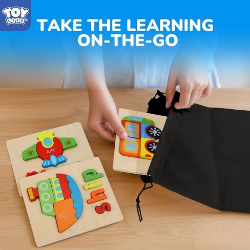 TOY Life 8 Pack Toddler Puzzles, Puzzles for Toddlers 2-4, Wooden Puzzles for Toddlers 1-3, Montessori Toys for 1 2 3+ Yrs Old Girl Boy, Baby Puzzle, Toddler Puzzles Ages 2-4 Educational Learning Toy in Kuwait