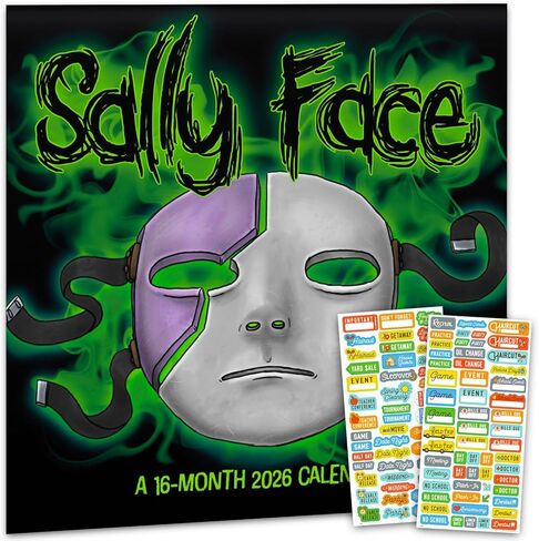 Sally Face Calendar 2026 - Deluxe 2026 Sally Face Horror Game Wall Calendar Bundle with Over 100 Reminder Stickers (Video Game Gifts, Office Supplies) in Saudi Arabia