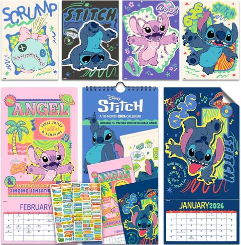 تقويم الغرزة 2026 - حزمة تقويم الملصقات الصغيرة الفاخرة من Disney Lilo & Stitch مع أكثر من 100 ملصق تذكير | تجربة 626 اللوازم المكتبية in Saudi Arabia