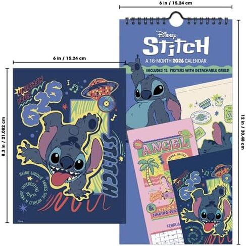 تقويم الغرزة 2026 - حزمة تقويم الملصقات الصغيرة الفاخرة من Disney Lilo & Stitch مع أكثر من 100 ملصق تذكير | تجربة 626 اللوازم المكتبية in Saudi Arabia