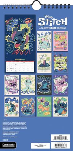 تقويم الغرزة 2026 - حزمة تقويم الملصقات الصغيرة الفاخرة من Disney Lilo & Stitch مع أكثر من 100 ملصق تذكير | تجربة 626 اللوازم المكتبية in Saudi Arabia