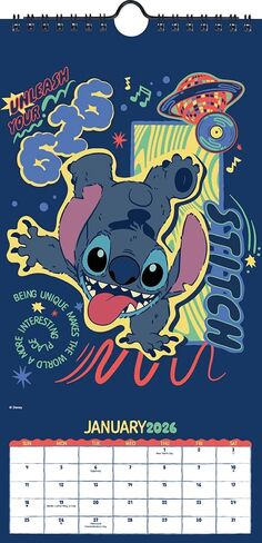 تقويم الغرزة 2026 - حزمة تقويم الملصقات الصغيرة الفاخرة من Disney Lilo & Stitch مع أكثر من 100 ملصق تذكير | تجربة 626 اللوازم المكتبية in Saudi Arabia