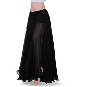 Baisdan Belly Dance Skirt, Chiffon Dancing Skirt, Gypsy Skirts for Women, Flowy Long Skirt, Halloween Costume Outfit Gift
