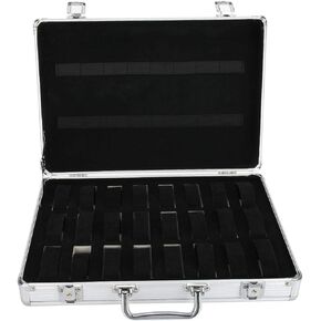 DAUERHAFT Watch Storage Box, 24 Grids Aluminum Alloy Suitcase Watch Display Storage Box, Watch Organizer Case with Soft Interior, for Professional Watchmaker, Watch Shops