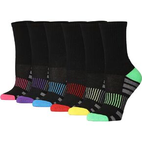 Tipi Toe Women's 6-Pack Athletic Hiking Arch Support Socks - Thick Cushion, Breathable for Running & Sports Activities